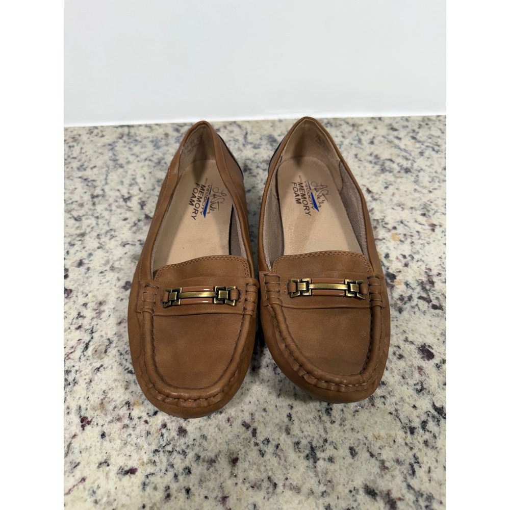 LifeStride Vanity Womens 7.5M‎ Tan Brown Memory Foam Bit Loafers Driving Mocs